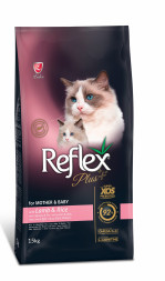 Reflex Plus Mother and Baby Cat Food Lamb and Rice сухой корм для кормящих и беременных кошек и котят, с ягненком и рисом - 15 кг