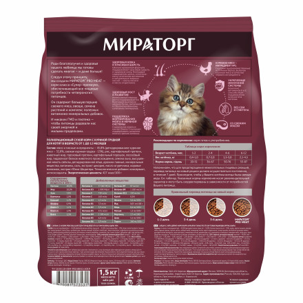 Мираторг Pro Meat сухой корм для котят, с куриной грудкой - 1,5 кг