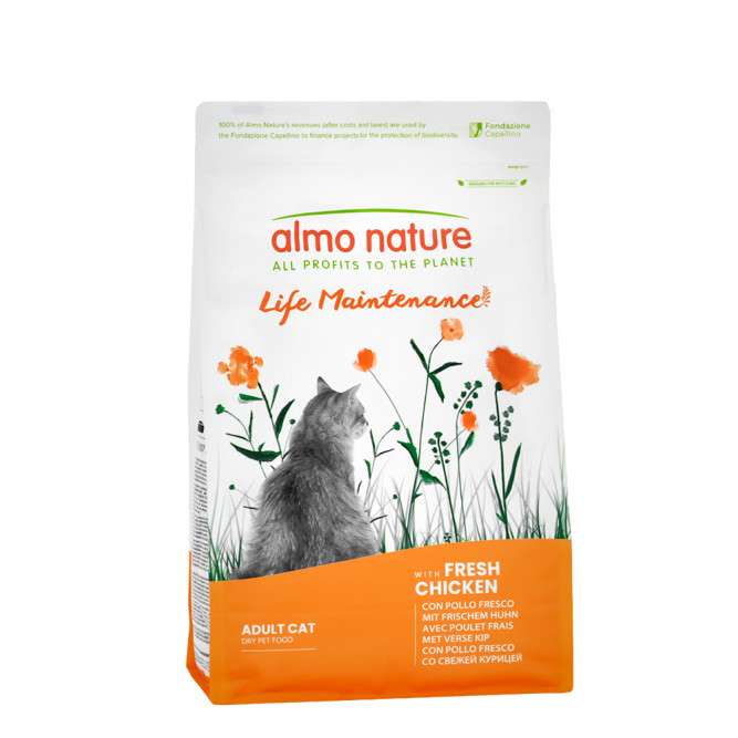 Almo Nature Life Maintenance сухой корм для взрослых кошек и коричневым рисом, со свежей курицей - 2 кг