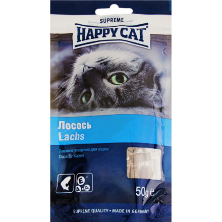 Happy Cat подушечки для взрослых кошек для замедления старения и поддержания здоровой шерсти с лососем - 50 г