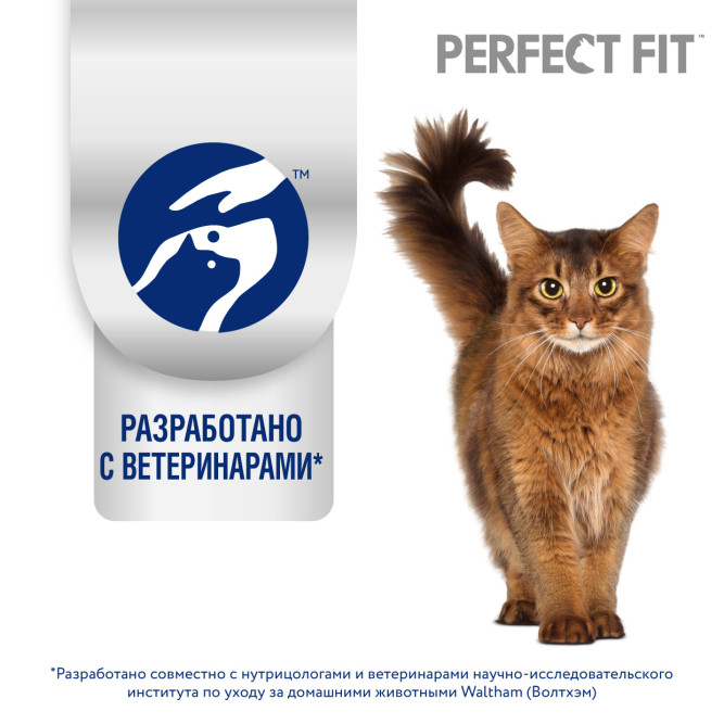 Perfect Fit влажный корм для взрослых кошек с чувствительным пищеварением, с индейкой в соусе, в паучах - 75 г х 28 шт