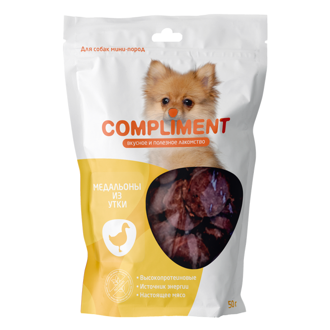 Compliment лакомство для собак мини-пород Медальоны из утки - 50 г
