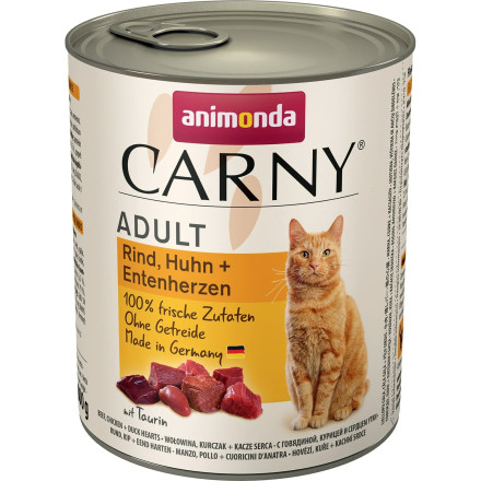 Animonda Carny влажный корм для взрослых кошек с говядиной, курицей и уткой в консервах - 800 г (6 шт в уп)