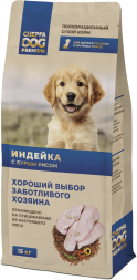 Chepfa Premium сухой корм для щенков средних и крупных пород, с индейкой и бурым рисом - 15 кг