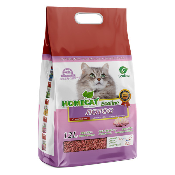 HOMECAT Ecoline комкующийся наполнитель для кошачьих туалетов с ароматом лотоса - 12 л