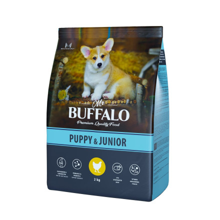 Mr.Buffalo Puppy &amp; Junior полнорационный сухой корм для щенков и юниоров всех пород с курицей - 2 кг