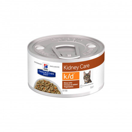 Hills Prescription Diet k/d Рагу, влажный корм для кошек при лечении заболеваний почек, с курицей и добавлением овощей 82 г