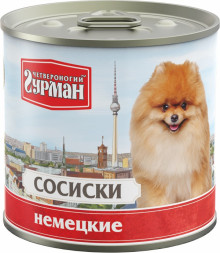 Четвероногий гурман влажный корм для собак Сосиски Немецкие, в консервах - 240 г х 24 шт