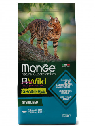 Monge Cat BWild Grain Free сухой беззерновой корм для стерилизованных кошек с тунцом 1,5 кг