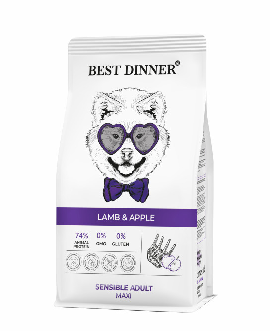 Best Dinner Sensible Adult Maxi Lamb&amp;Apple сухой корм для взрослых собак крупных пород с ягненком и яблоком - 3 кг