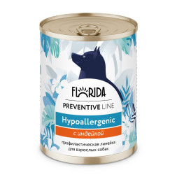 Florida Preventive Line Hypoallergenic консервы для собак при пищевой аллергии, с индейкой - 340 г x 12 шт