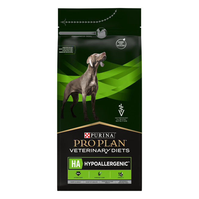 Purina Pro Plan Veterinary Diets HA Hypoallergenic сухой корм для щенков и взрослых собак для снижения пищевой непереносимости ингредиентов и питательных веществ - 1,3 кг