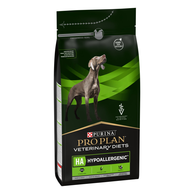 Purina Pro Plan Veterinary Diets HA Hypoallergenic сухой корм для щенков и взрослых собак для снижения пищевой непереносимости ингредиентов и питательных веществ - 1,3 кг