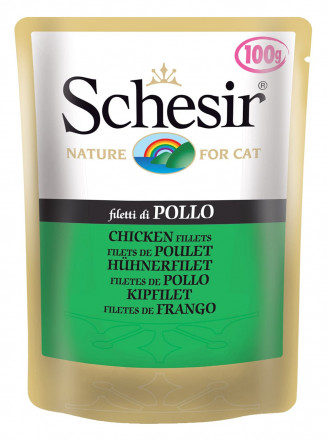 Schesir Cat Adult влажный корм для взрослых кошек с филе цыпленка в паучах - 100 г х 20 шт