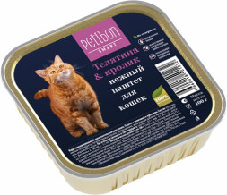 Petibon Smart влажный корм для взрослых кошек, паштет с телятиной и кроликом, в ламистерах - 100 г х 24 шт
