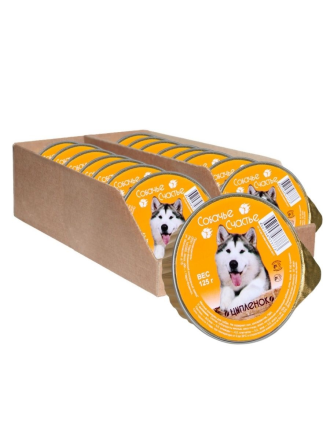 Собачье Счастье влажный корм для собак с цыпленком, в ламистерах - 125 г х 16 шт