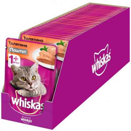Whiskas паучи для взрослых кошек с мясным паштетом из телятины - 85 г