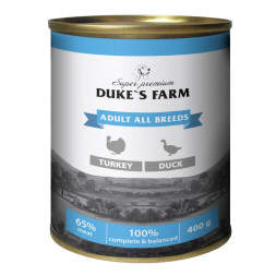 Duke's Farm влажный корм для взрослых собак паштет из индейки с уткой, в консервах - 400 г х 24 шт