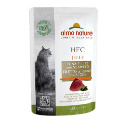Almo Nature HFC Jelly Tuna Fillet and Seaweed паучи холистик для взрослых кошек с тунцом и и морскими водорослями - 55 г х 24 шт