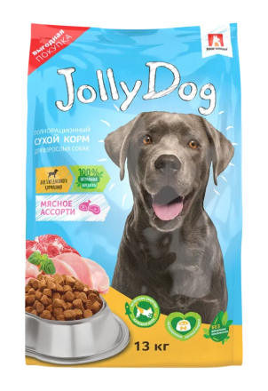 Зоогурман Jolly Dog сухой корм для взрослых собак, с мясным ассорти - 13 кг