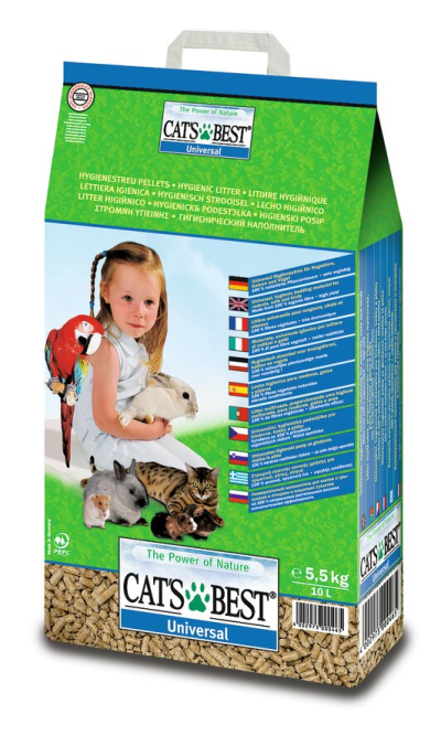 Cats Best Universal наполнитель древесный впитывающий универсальный - 10 л (5,5 кг)