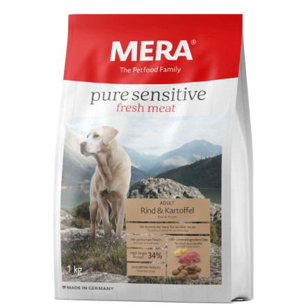 Mera Pure Sensitive Adult Rind &amp; Kartoffel High Protein сухой корм для взрослых собак с говядиной и картофелем - 1 кг