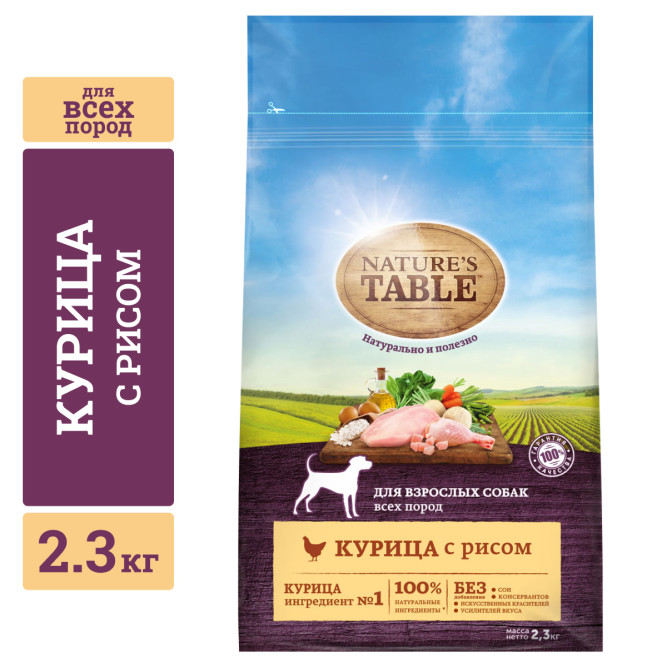 Nature`s Table сухой корм для собак с курицей и рисом - 2,3 кг