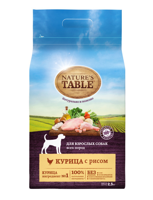 Nature`s Table сухой корм для собак с курицей и рисом - 2,3 кг