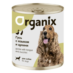 Organix консервы для собак с мясом гуся, с языком и цуккини - 750 г х 9 шт