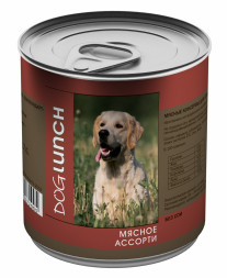 Dog Lunch влажный корм для взрослых собак Мясное ассорти в желе, в консервах - 750 г х 12 шт