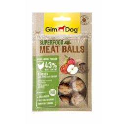 Gimborn GimDog лакомство для собак Мясные шарики суперфуд из курицы с яблоком и киноа - 70 г