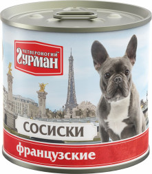 Четвероногий гурман влажный корм для собак Сосиски Французские, в консервах - 240 г х 24 шт