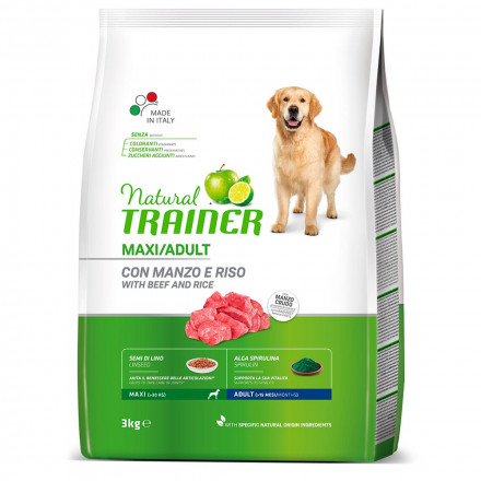 Trainer Natural Maxi Adult сухой корм для взрослых собак крупных пород с говядиной и рисом - 3 кг