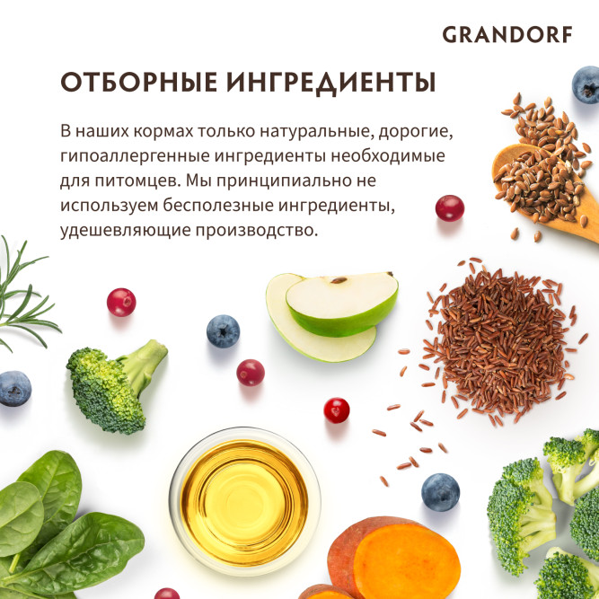 Grandorf Dog 4 Meat Probiotic Mini сухой корм с живыми пробиотиками для взрослых собак мелких пород, 4 вида мяса - 8 кг