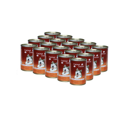 Собачье Счастье влажный корм для собак с говядиной и потрошками в желе, в консервах - 410 г х 20 шт