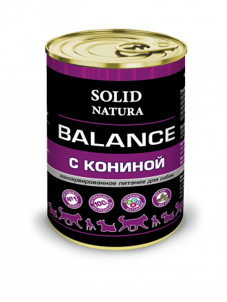 Solid Natura Balance Конина влажный корм для собак жестяная банка 0,34 кг (12 шт в уп)