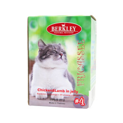 Berkley Фрикасе №4 влажный корм для взрослых кошек, курица с ягненком, в желе, паштет - 85 г x 6 шт