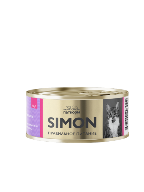 Simon влажный корм для котят, паштет с телятиной и овощами, в консервах - 100 г х 16 шт