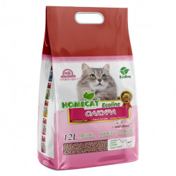 HOMECAT Ecoline комкующийся наполнитель для кошачьих туалетов с ароматом сакуры - 12 л