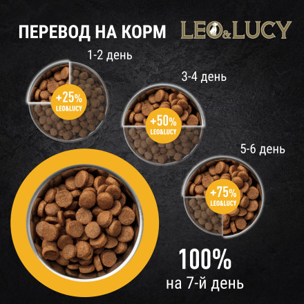 LEO&amp;LUCY сухой холистик корм для взрослых и пожилых собак всех пород с уткой и тыквой - 4,5 кг