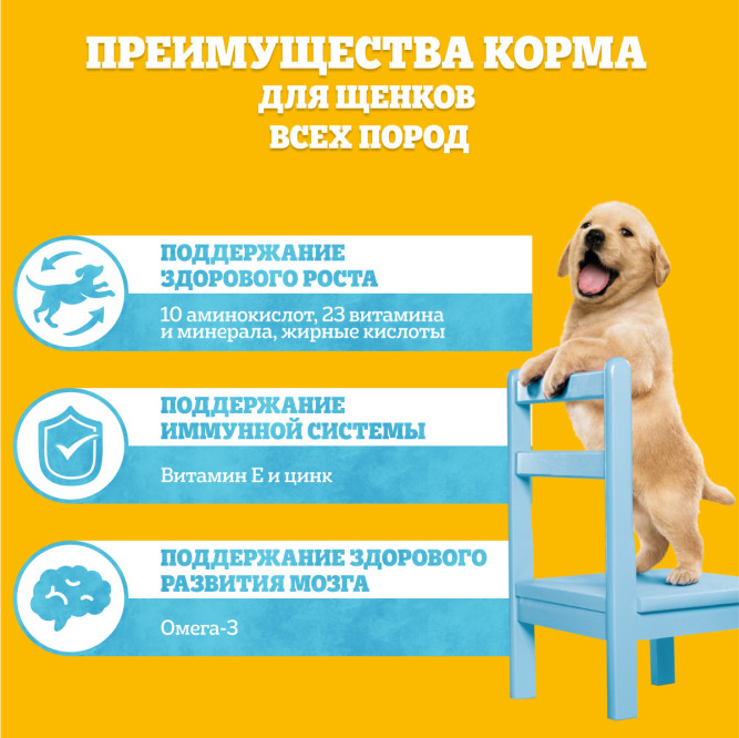 Pedigree сухой корм для щенков всех пород с 2 месяцев с курицей - 13 кг