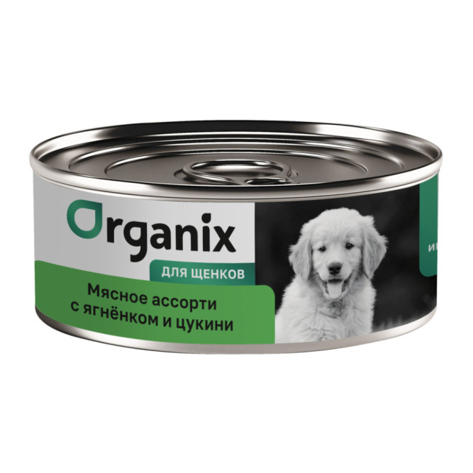 Organix консервы для щенков с мясным ассорти, ягненком и цукини - 100 г x 12 шт