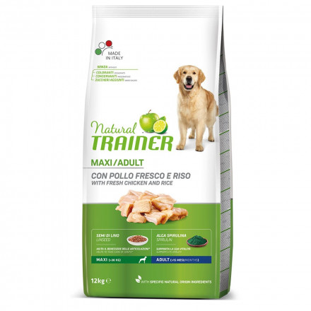Trainer Natural Maxi Adult сухой корм для взрослых собак крупных пород с курицей и рисом - 12 кг