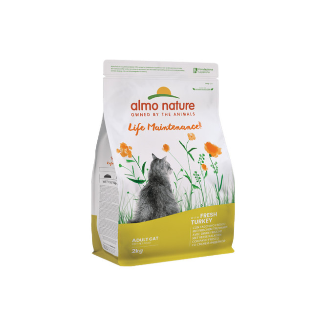 Almo Nature Life Maintenance сухой корм для взрослых кошек и коричневым рисом, со свежей индейкой - 2 кг