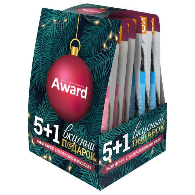 Award набор паучей для стерилизованных кошек - 5+1 шт