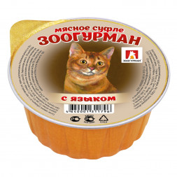Зоогурман влажный корм для взрослых кошек с языком - 100 г