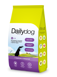Dailydog Classic Line сухой корм для пожилых собак средних и крупных пород и собак, склонных к полноте, с индейкой и говядиной - 1,5 кг
