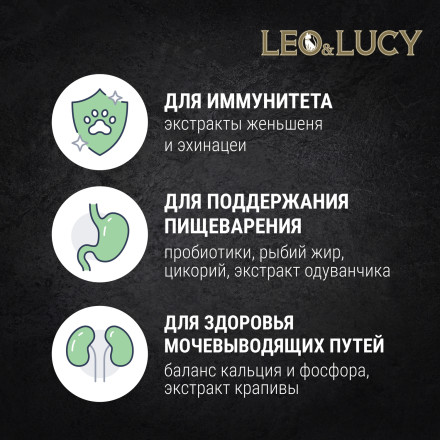 LEO&amp;LUCY влажный холистик корм для взрослых кошек ассорти вкусов, кусочки в соусе, в паучах - 85 г х (5 + 1 шт)