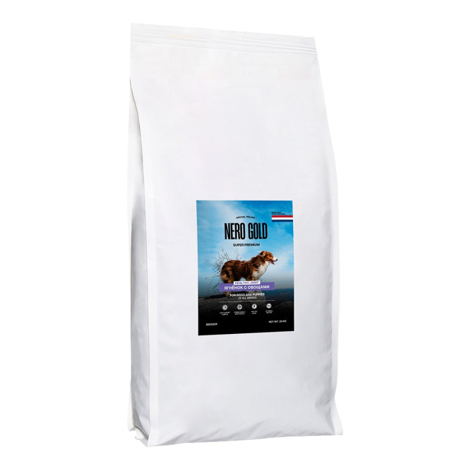 Nero Gold Super Premium Healthy Joint Lamb Breeder сухой корм для взрослых собак и щенков всех пород с мясом ягненка и овощами - 20 кг