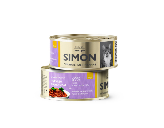 Simon влажный корм для котят, паштет с курицей и брокколи, в консервах - 100 г х 16 шт